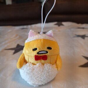 2021 Sanrio Gudetama The Lazy Egg Halloween Mini Plush White Cat Ears & Bow  HTF